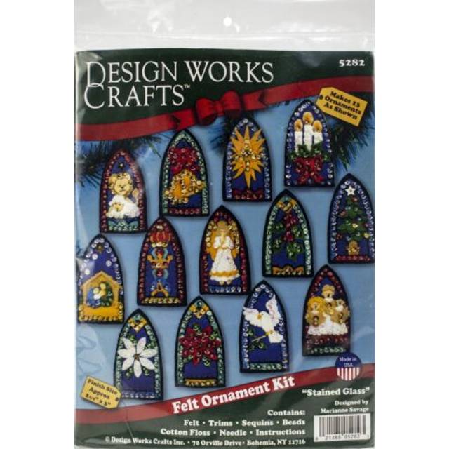 "Design Works Felt Ornament Applique Kit 2""X3.5"" Set Of 13-Stained Glass DW5282"