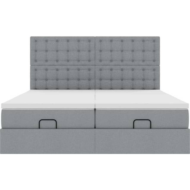 Ottoman sängram med madrasser svart 180x200 cm tyg