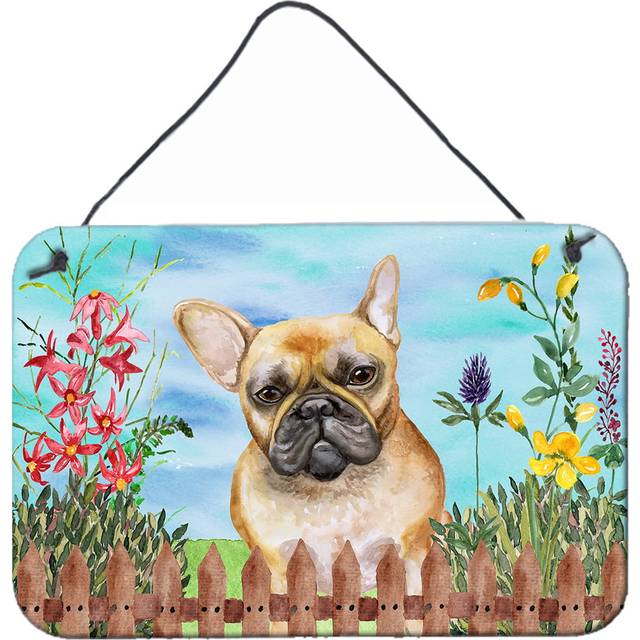 Caroline's Treasures CK1250DS812 French Bulldog Spring Wall or Door Hanging Prints Aluminum Metal Sign Kitchen Wall Bar Bathroom Plaque Home Decor, 8x