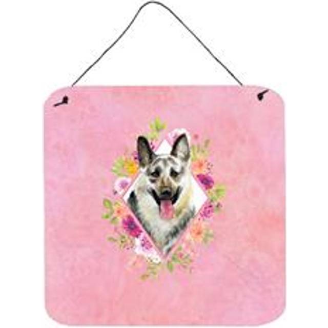 """""Caroline's Treasures Eastern German Shepherd Pink Flowers Door Hanging Prints wall-decor  Multicolor"""""
