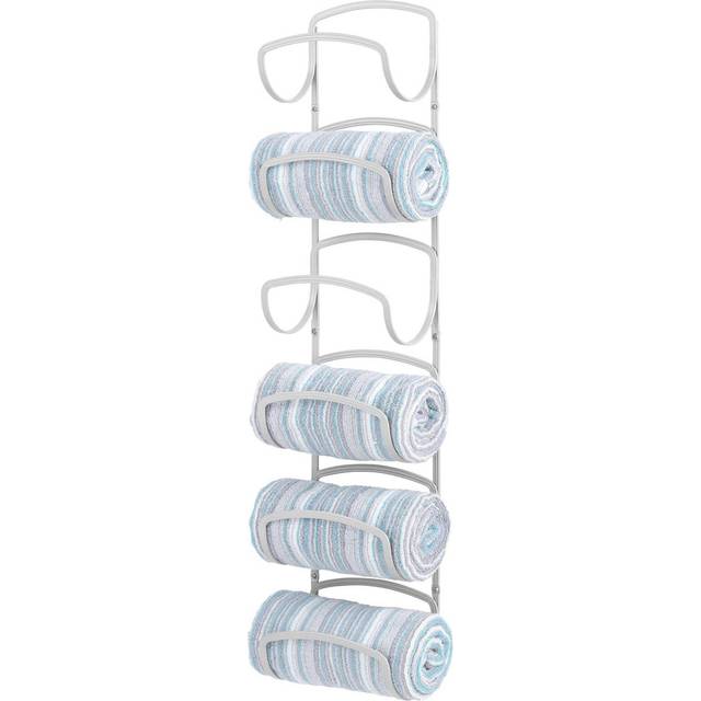 Metal Towel Rack with 6 Compartments â Practical Bathroom Shelf for Large and Small Towels - âLight Gray (78.7cm H X 17.5cm L X 4.63cm D)