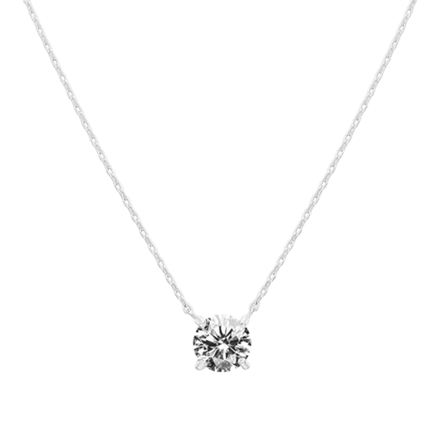 PAVOI 14K Gold Plated Crystal Solitaire 1.5 Carat (7.3mm) CZ Dainty Ch