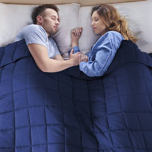 yescool Weighted Blanket for Adults (20 lbs  80  x 87   Blue) Cooling Heavy Blanket for Sleeping Perfect for 190-210 lbs  Queen Size Breathable Blanke