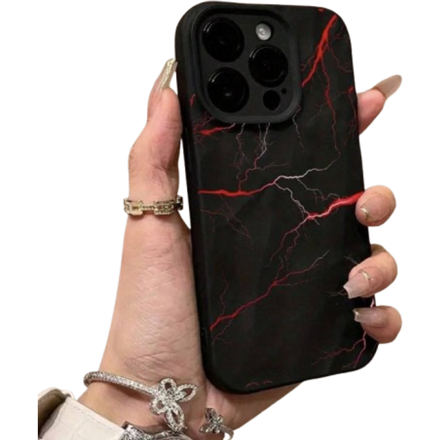 SHEIN Lightning Bolt Pattern Phone Case Suitable For IPhone 15 Pro Max, 11/12/13/14 Plus, XR/7/8 Plus, Shockproof TPU Protective Cover
