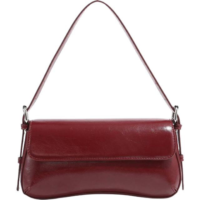 SHEIN 1pc Fashionable Retro Angola Red Exposed Leather Faux Oilwax Feeling Leather Leopard Print Snake Suede Flap Adjustable Shoulder Strap Crossbody Bag, S