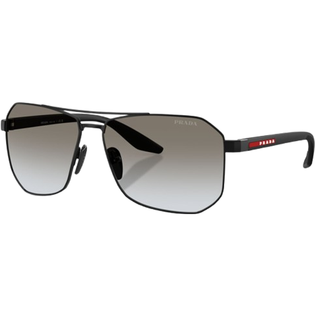 Prada Linea Rossa Man PS A53S 1BO5O0 Solglasögon Metall Svart Grå Pilot Normal Skuggad