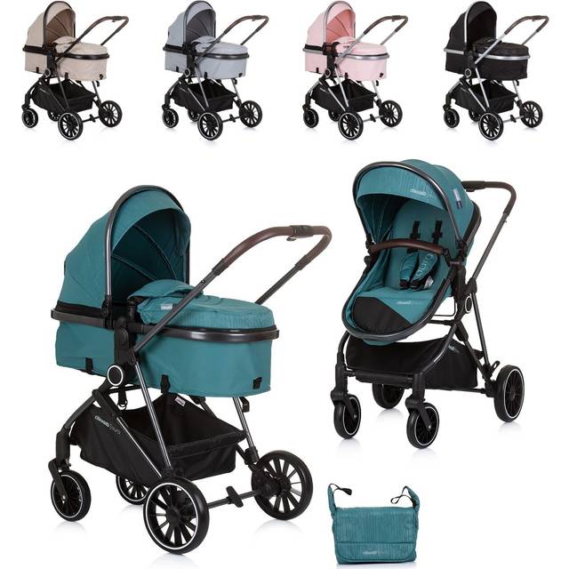 Chipolino Barnvagn Aura 2 till 1 ombyggbar skötväska sits vändbar upp till 22 kg, färg: grön