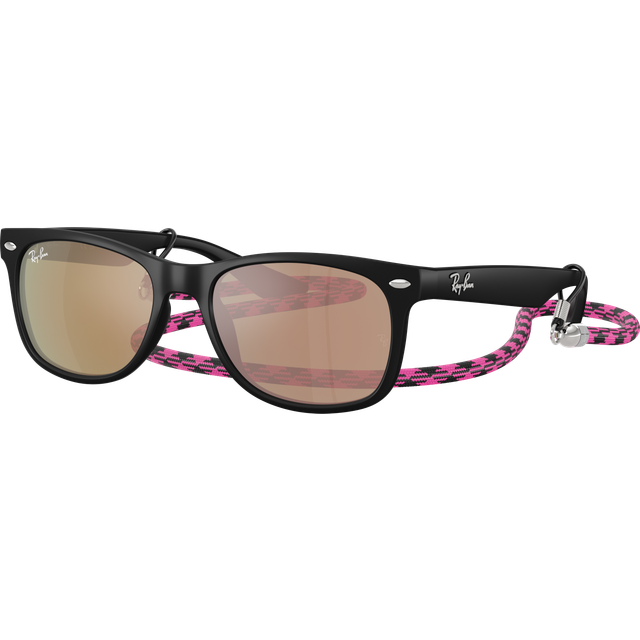 Ray - Ban Kid RJ9052S JUNIOR NEW WAYFARER 70287J Sunglasses Nylon Black Orange Squared Mirrored