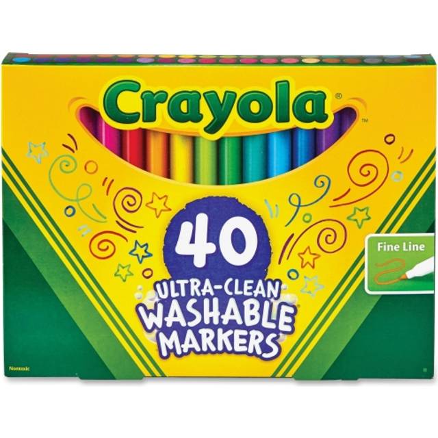 Crayola  Ultra-Clean Washable Classic Markers, Fine Point - Classic Colors, 40 per Set