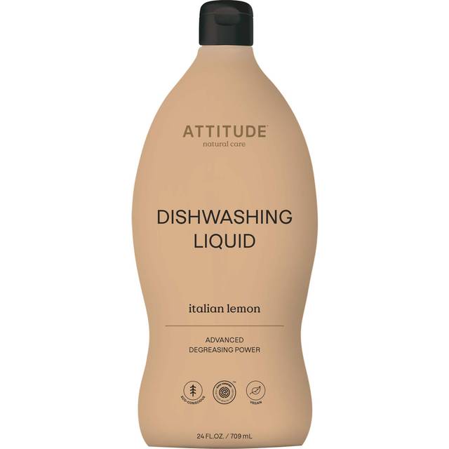 ATTITUDE Dishwashing Liquid  EWG Verified  Vegan Dish Soap  Plant Based  Naturally Derived Products  Italian Lemon  24 Fl Oz