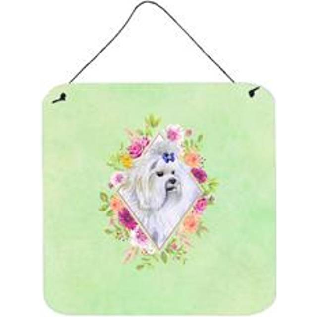 """""Caroline's Treasures Maltese Green Flowers Door Hanging Prints wall-decor  Multicolor"""""