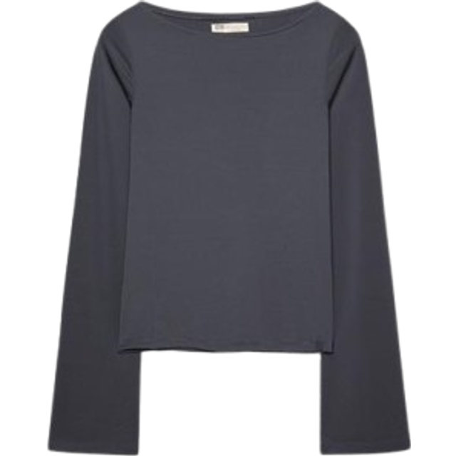 Stradivarius Polyamide T-shirt with boat neck Grey XL