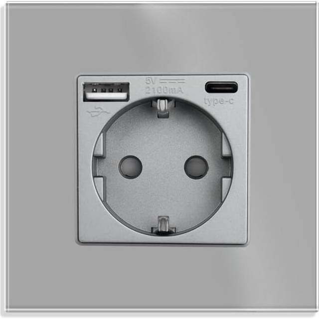 𝗗𝘂𝗯𝗯𝗲𝗹 𝗩ä𝗴𝗴𝘂𝘁𝘁𝗮𝗴 𝟮𝟱𝟬𝗩 𝟭𝟲𝗔. Inbyggt Eluttag. Multipelkontakt med 2 Uttag, 2 USB-A, 2 USB-C 5V 2100ma Snabbladdning. Europeisk Kontakt för Inomhusbruk för Hemmet.