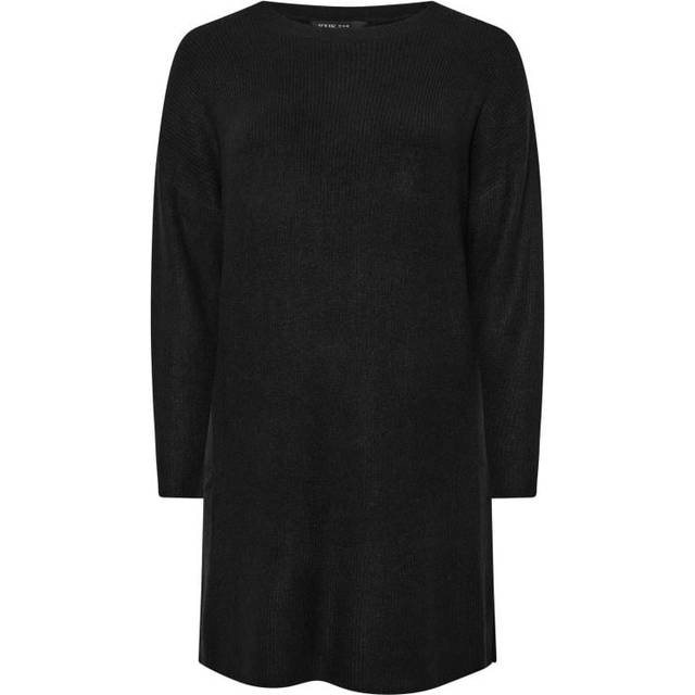 Yours Curve Black Knitted Tunic Jumper Dress, Women's Curve & Plus Size, Yours - 30-32