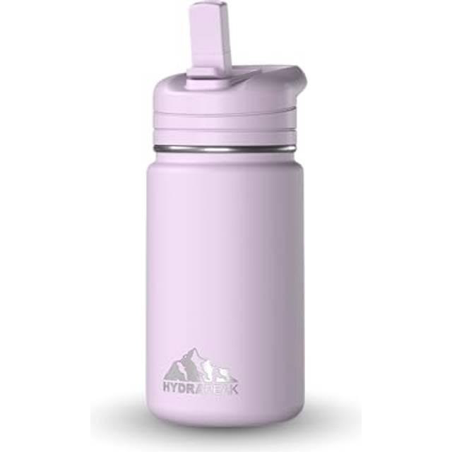 Hydrapeak Mini 14oz Water Bottle with Straw Lid  Insulated Water Bottle  Water Bottle Stainless Steel  Water Bottles (Blush)
