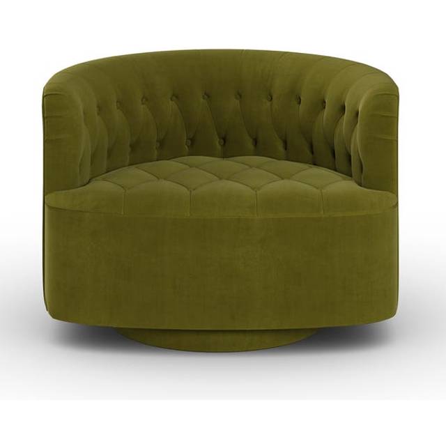 Elena Buttoned Swivel Chair - Olive