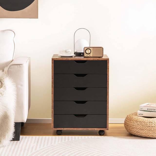 Izmir 5 -Drawer File Cabinet - Brown (65cm H X 48cm W X 39cm D)