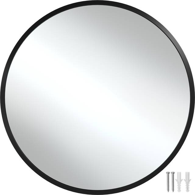 Round Mirror Fiona - aluminium frame, wall mounted, minimalist design - 60 cm