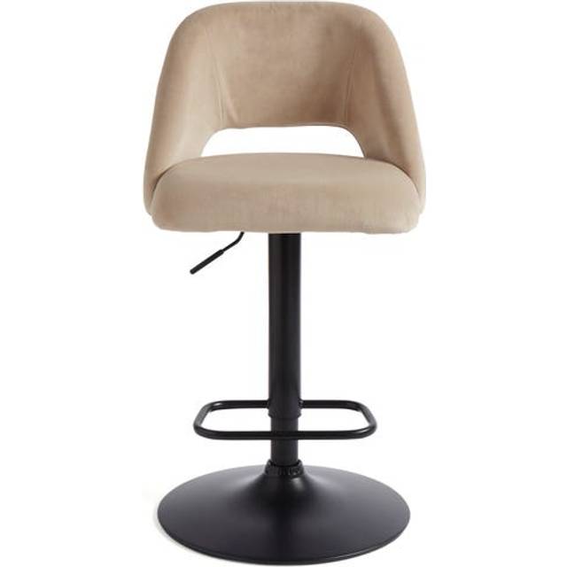 Jonas Adjustable Height Bar Stool, Velvet - Pebble