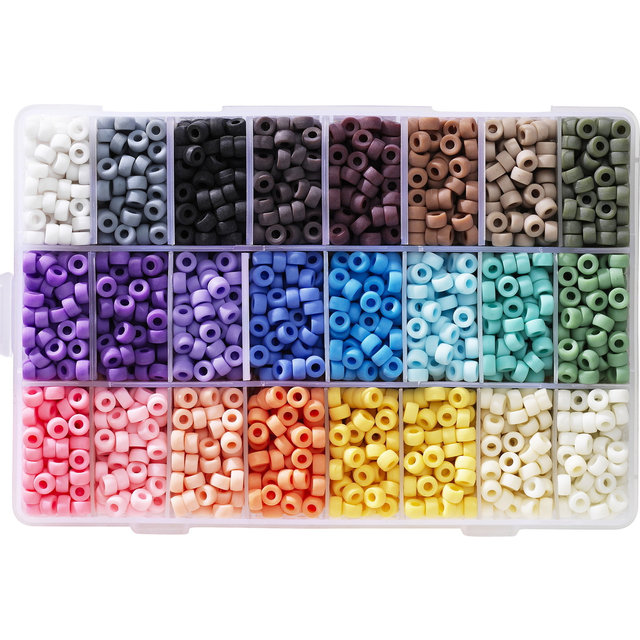 Pony beads pärllåda med 24 matta nyanser, sammanlagt 3240–3600 pärlor – Ø7 mm