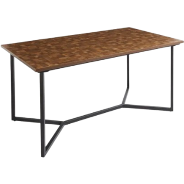 Brayden 4-6 Seater Rectangular Dining Table, Parquet Effect - Brown
