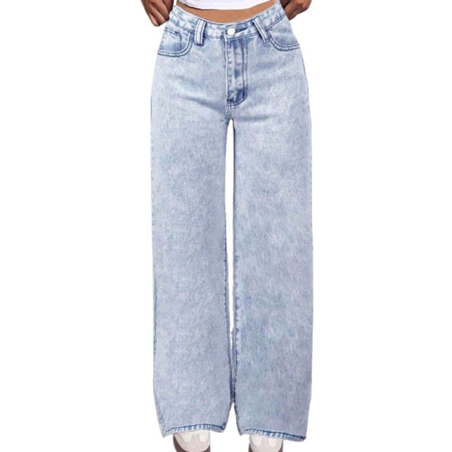 SHEIN Teen Girls Loose Fit Butterfly Print Denim Wide Leg Pants