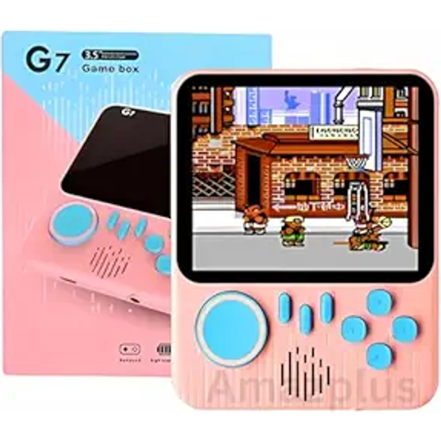 3,5-tumsskärm G7 ultratunn handhållen spelkonsol 666 i 1 högupplöst färg Bärbar Retro Nostalgisk kortspelskonsol Singles rosa