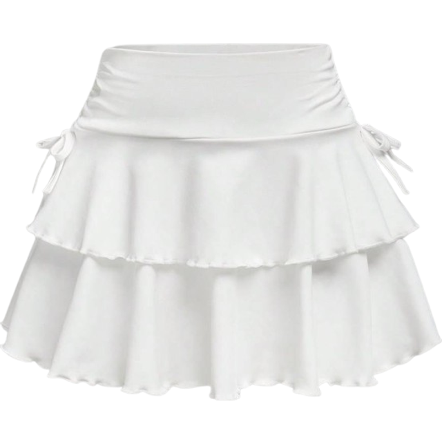 SHEIN Tween Girl Streetwear Style Knitted Solid Color Drawstring Waist Ruched Hem Skirt
