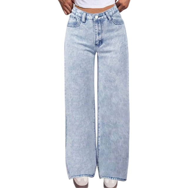 SHEIN Tween Girl&#39;s Oversized Butterfly Print Denim Wide-Leg Pants, Casual And Comfortable