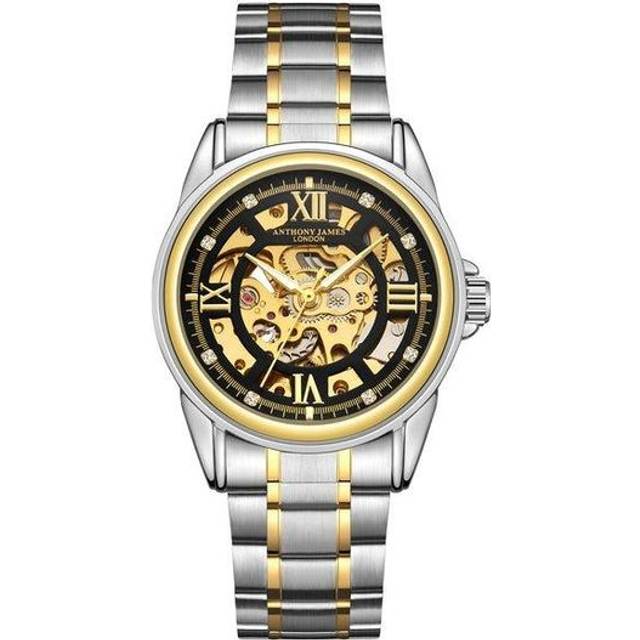 Hand Assembled Anthony James Limited Edition Skeleton Automatic Mens Watch - Gold - One Size