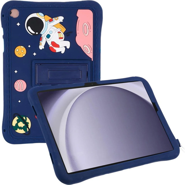 Samsung Galaxy Tab A9+ (Plus) Barnskal m. Stativfunktion & Cartoon - Mörkblå