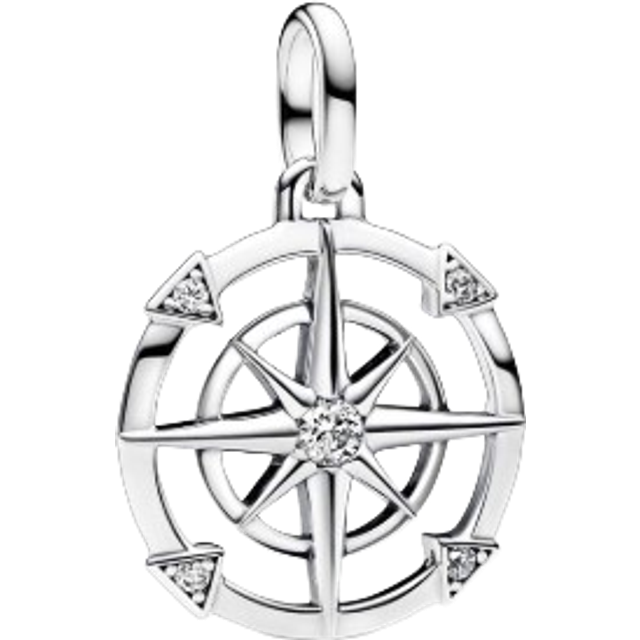 Pandora Compass Medallion Charm - Sterling silver / Cubic zirconia - Clear - one size