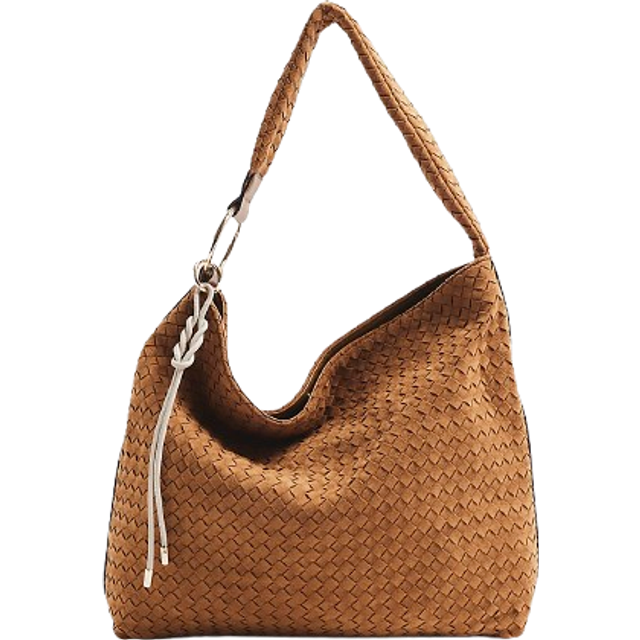 River Island Womens Brown Suedette Woven Shoulder Bag - One Size