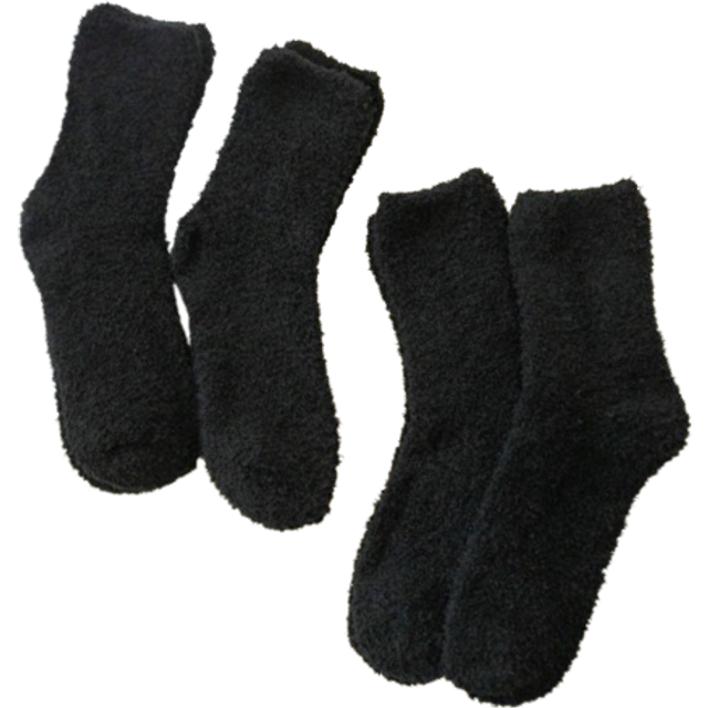 SHEIN 4 Pairs Women Solid Black Fluffy Thick Versatile Comfortable Mid-Calf Socks