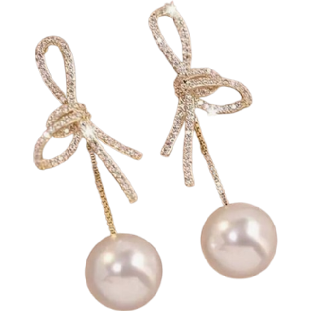 HOTNICE Elegant Retro Style Bow And Pearl Earrings, Perfect For Daily Fashion Or Valentine&#39;s Day Gifts,Mom,Mother,Mother&#39;s Day,Gift