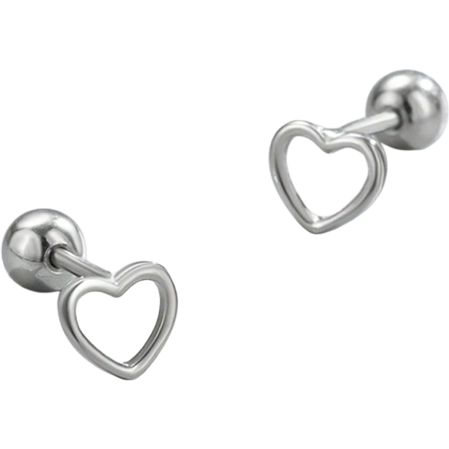 SHEIN 1pair Hollow Out Heart Shaped Heart Threaded Screw Tragus Stud Earrings Valentines