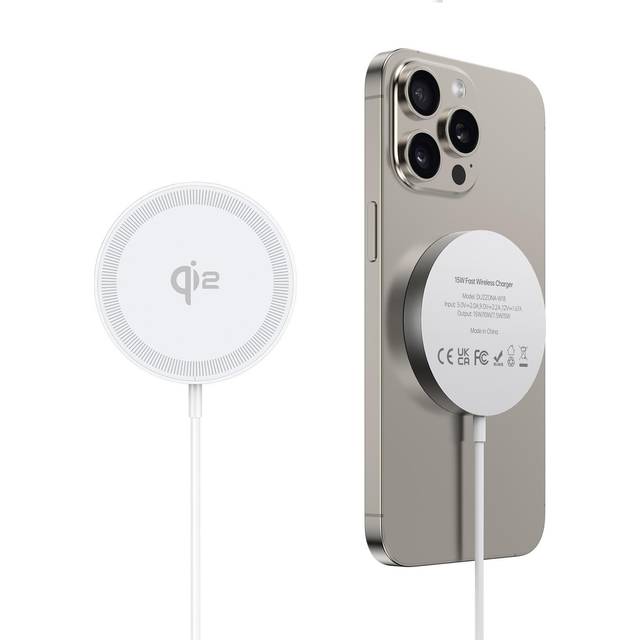 Duzzona W18 Qi2 Snabb trådlös laddare 15W - iPhone 12/13/14/15/16/17/Air - Vit