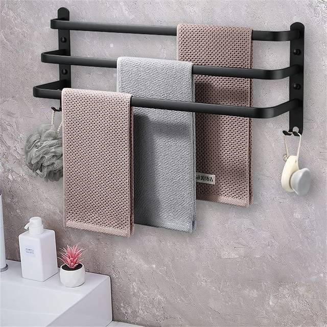 Bergfield Wall Towel Rack - Satin Black (10cm L X 10cm D)