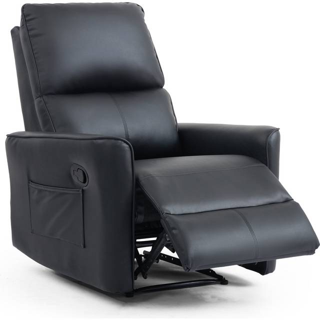 Saagar Vegan Leather Reclining Sofa - Black (188cm W X 94.5cm D)