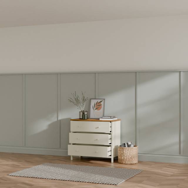 84cm W 3 - Drawer Chest of Drawers - Brown (74cm H X 84cm W X 40cm D)