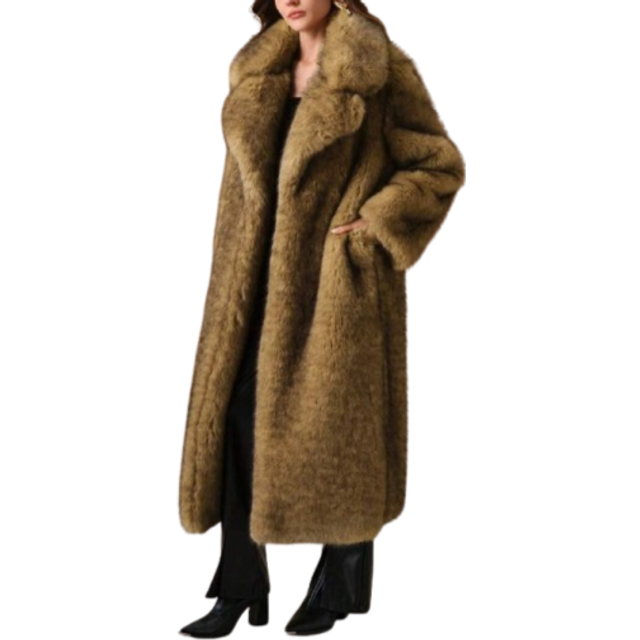 Anewsta New Autumn Winter Fashion Fluffy Long Coat, Elegant Lady Furry Parka Outerwear