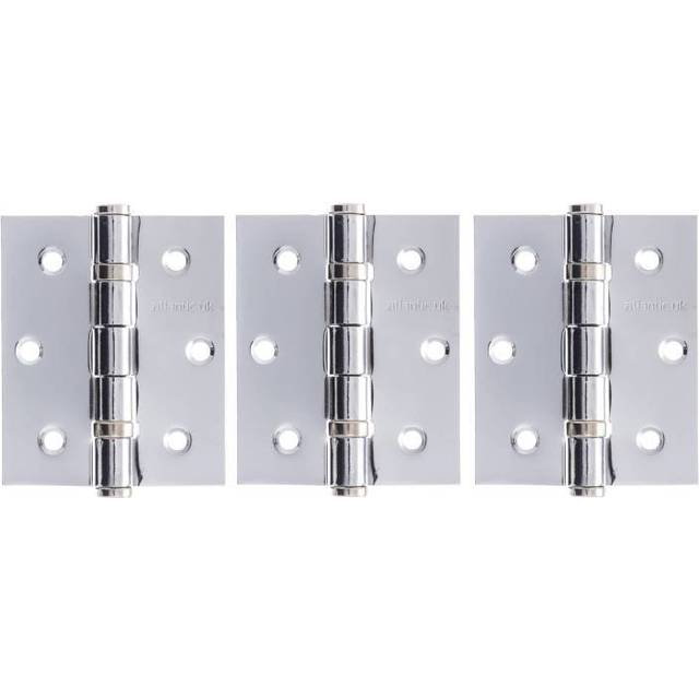 Ball Bearing Hinge Polished Stainless Steel 102mm x 76mm x 3mm FD130 pack of 3 - Silver
