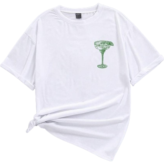 Flirla Plus Size Loose T-Shirt MARGARITA Long T-Shirt, Graphic Tee, Women Summer Top
