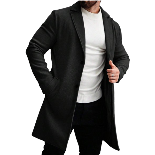 Manfinity Men&#39;s Solid Color Pocket & Button Front Long Sleeve Overcoat, Autumn  Fall Clothes