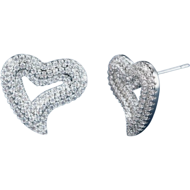 Vanel Cubic Zirconia Heart Stud Earrings