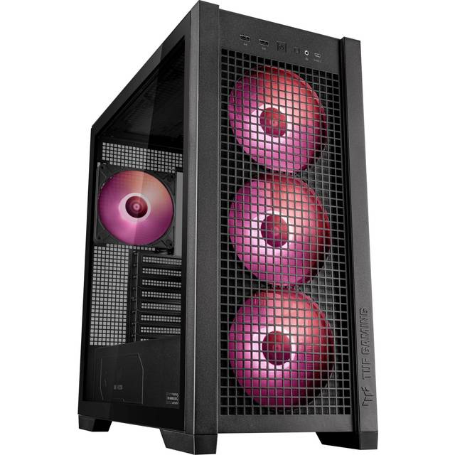 Asus TUF Gaming GT302 ARGB Case w/ Glass Window, E-ATX, 4x ARGB Fans, Interchangeable Side Panel, USB-C, Asus BTF Compatible, White