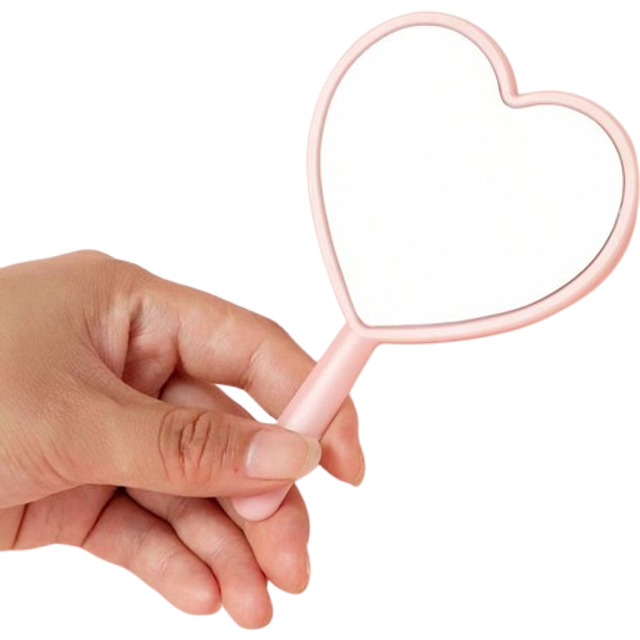 SHEIN Creative Heart-Shaped Makeup Mirror, 1pc Handheld Heart Comb Mirror, Cute And Portable Travel Pocket Mirror, Suitable For Daily Makeup, Touch-Up, Home