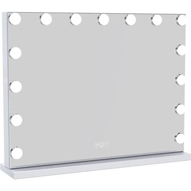 SHEIN FENCHILIN 58cm X 46cm Vanity Mirror With Lights, Makeup Mirror With USB Charging Port, 15 Bulbs, 3 Lighting Modes, Desktop And Wall Mounted,Bedroom Ta