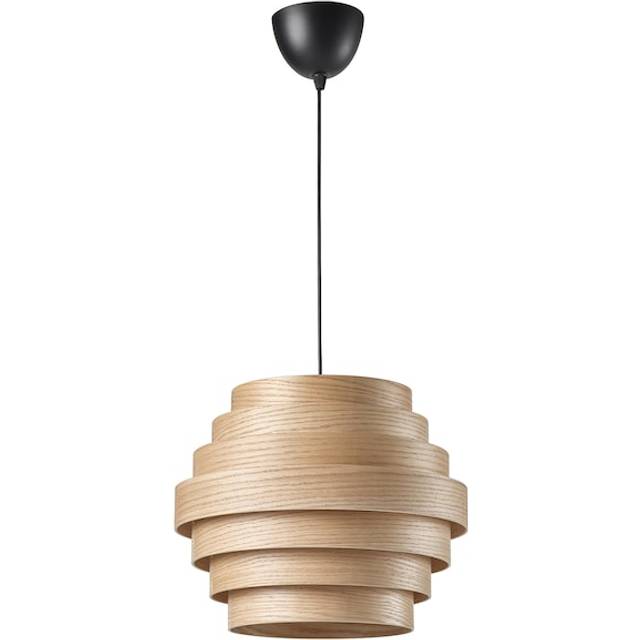 DYKARKLOCKA / HEMMA taklampa, vitlaserad ekfaner/svart, 40 cm