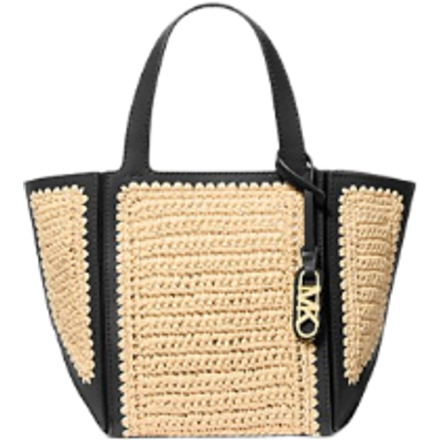 MK Jordi Small Hand-Crocheted Straw and Leather Tote Bag - Natural - Michael Kors - ONE SIZE